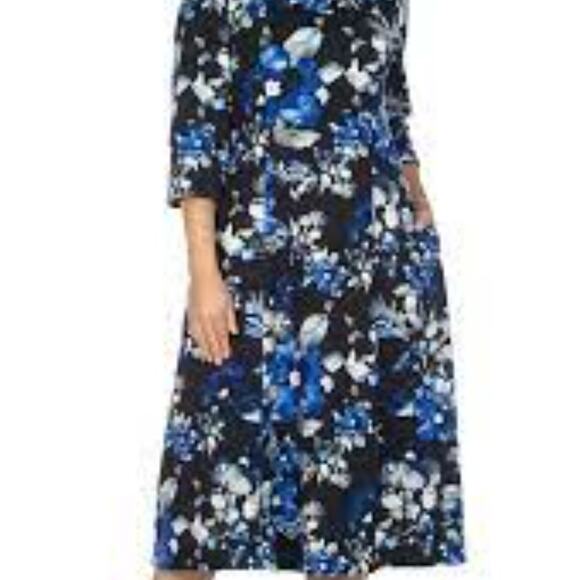 Giovanna Dress D1523P-Black/Royal Floral Pockets Spring Wedding Size 18W - Picture 13 of 13